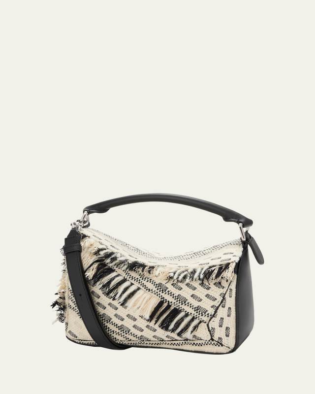 x Albers Puzzle Small Fringe Shoulder Bag in Woven Textile